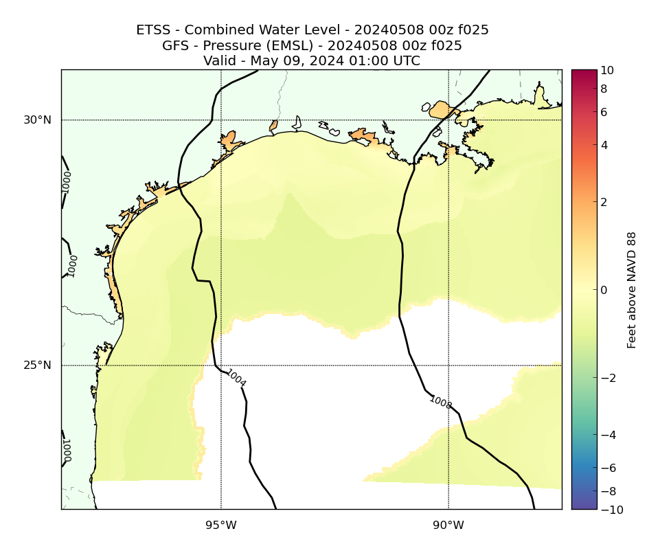 ETSS 25 Hour Total Water Level image (ft)