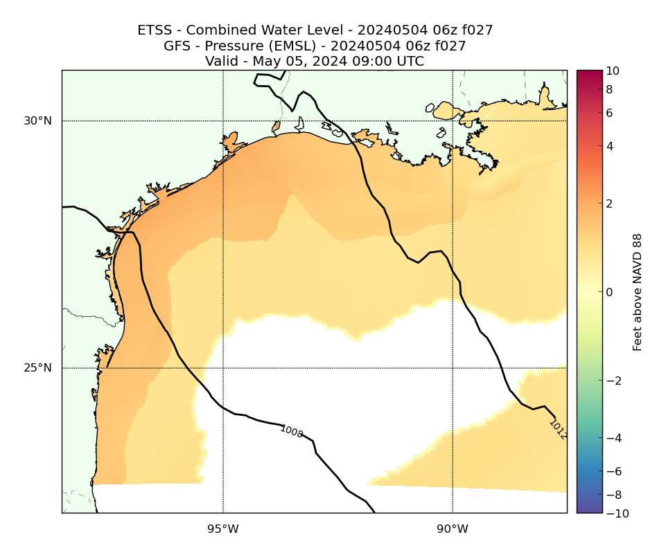 ETSS 27 Hour Total Water Level image (ft)