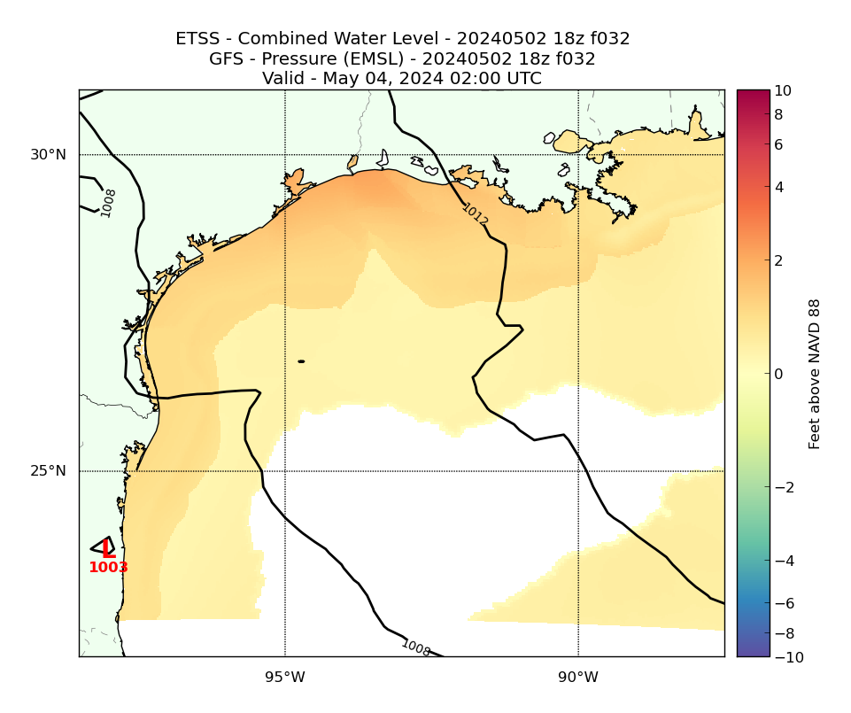 ETSS 32 Hour Total Water Level image (ft)