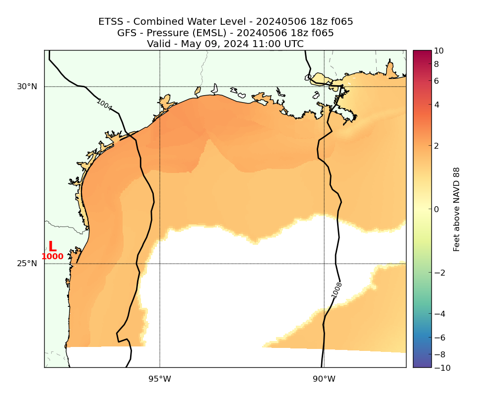 ETSS 65 Hour Total Water Level image (ft)