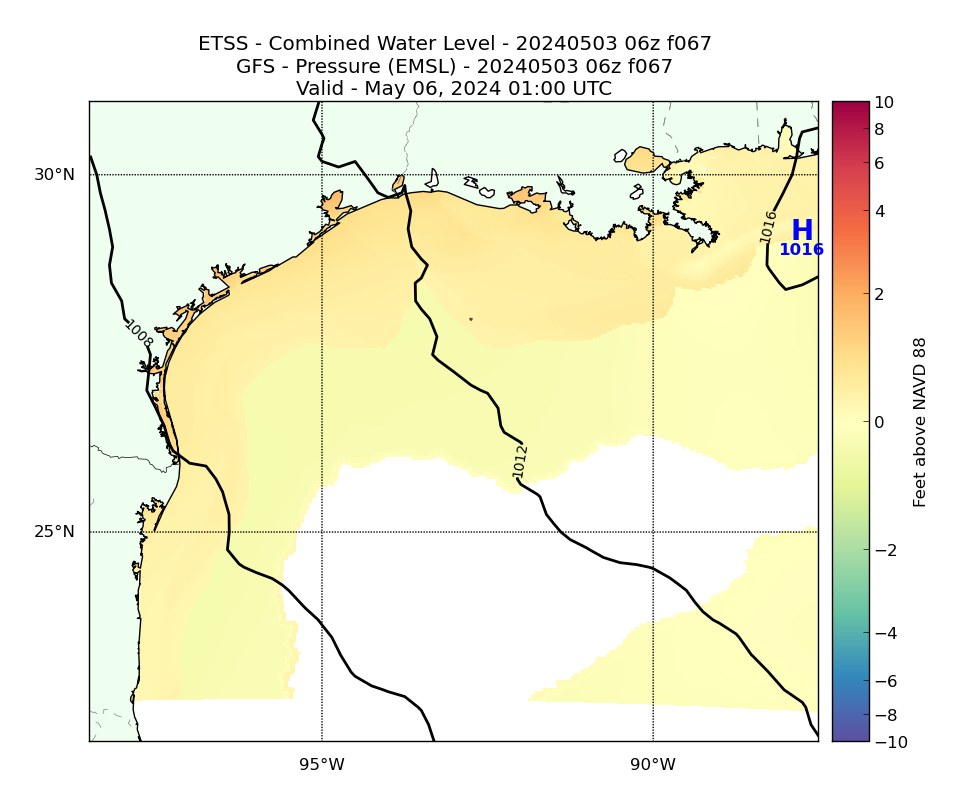 ETSS 67 Hour Total Water Level image (ft)