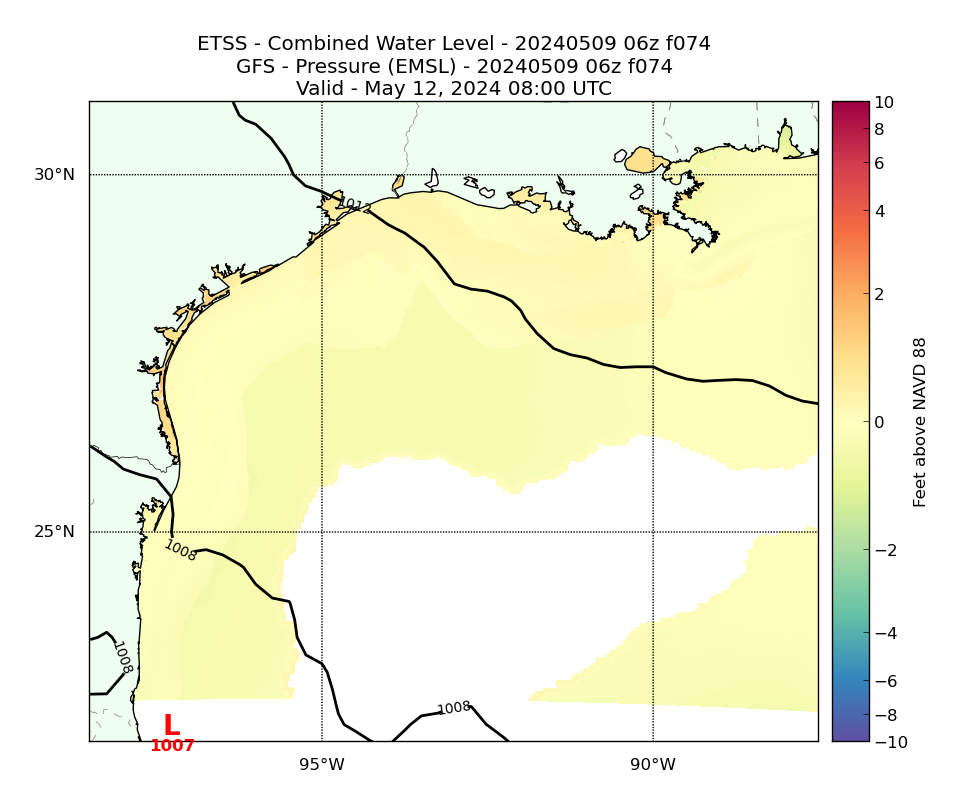 ETSS 74 Hour Total Water Level image (ft)