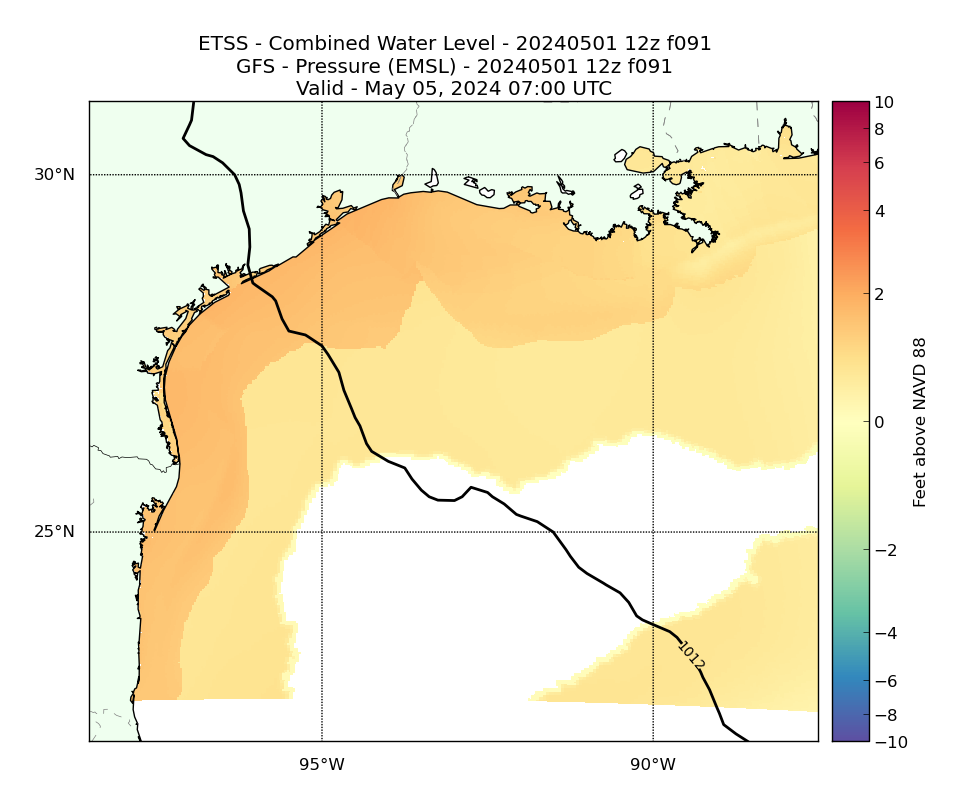 ETSS 91 Hour Total Water Level image (ft)