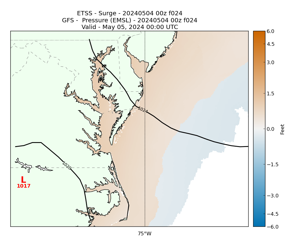 ETSS 24 Hour Storm Surge image (ft)