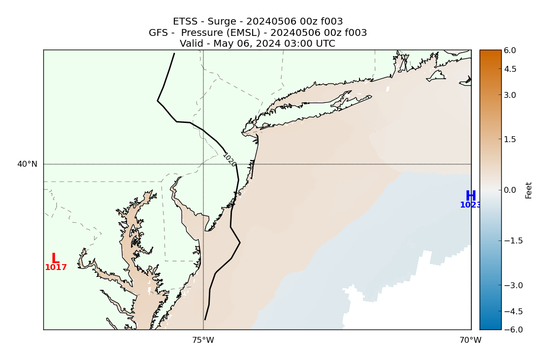 ETSS 3 Hour Storm Surge image (ft)