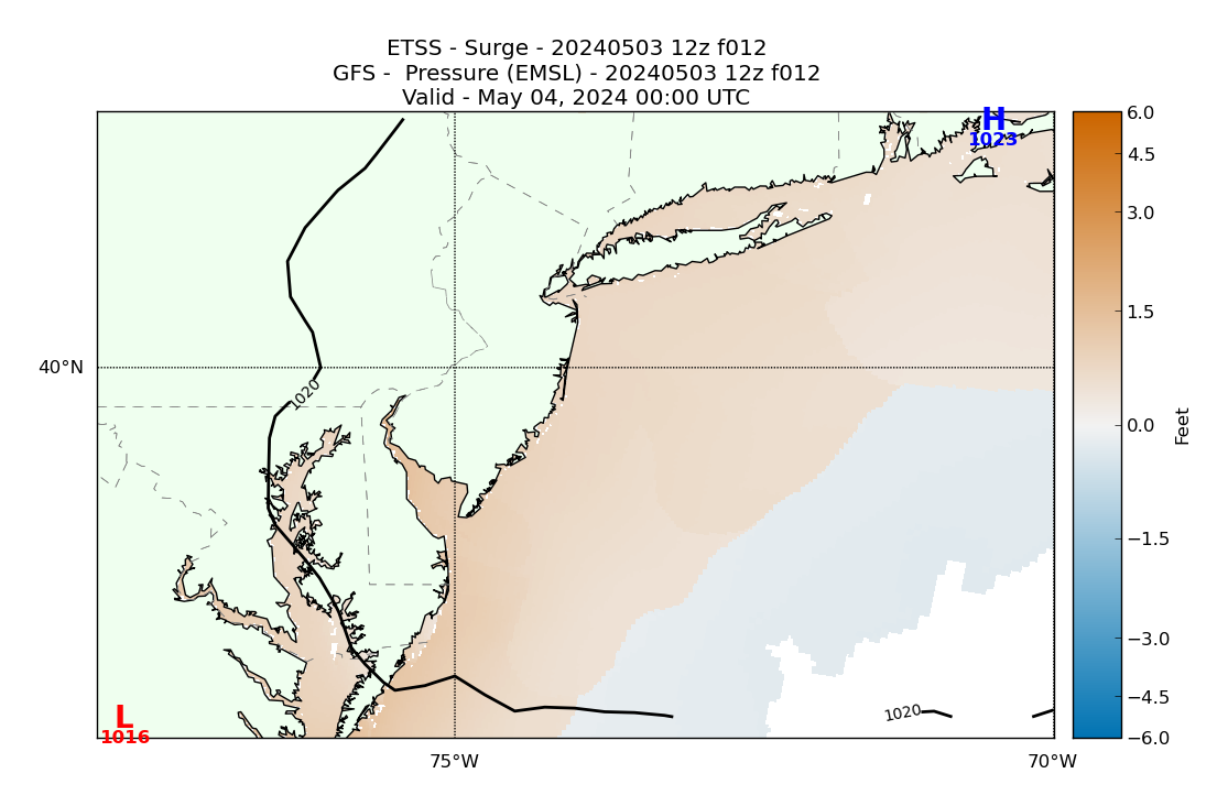 ETSS 12 Hour Storm Surge image (ft)