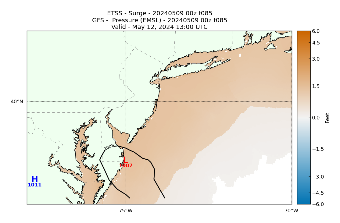 ETSS 85 Hour Storm Surge image (ft)