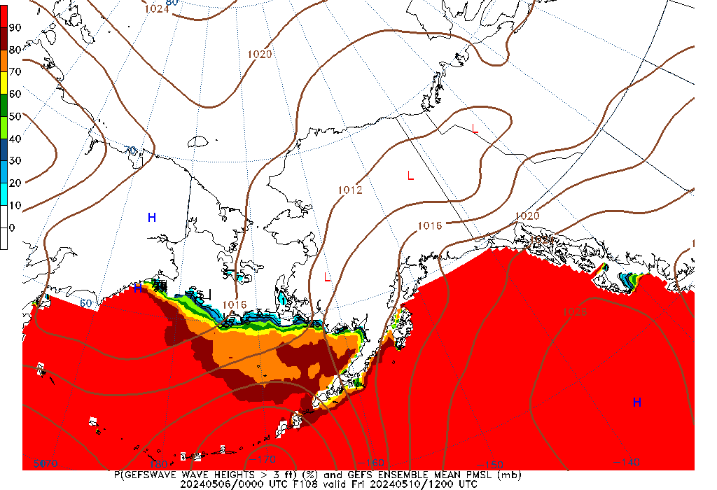 GEFSWAVE 108 Hour Wave Height greater than 3ft image