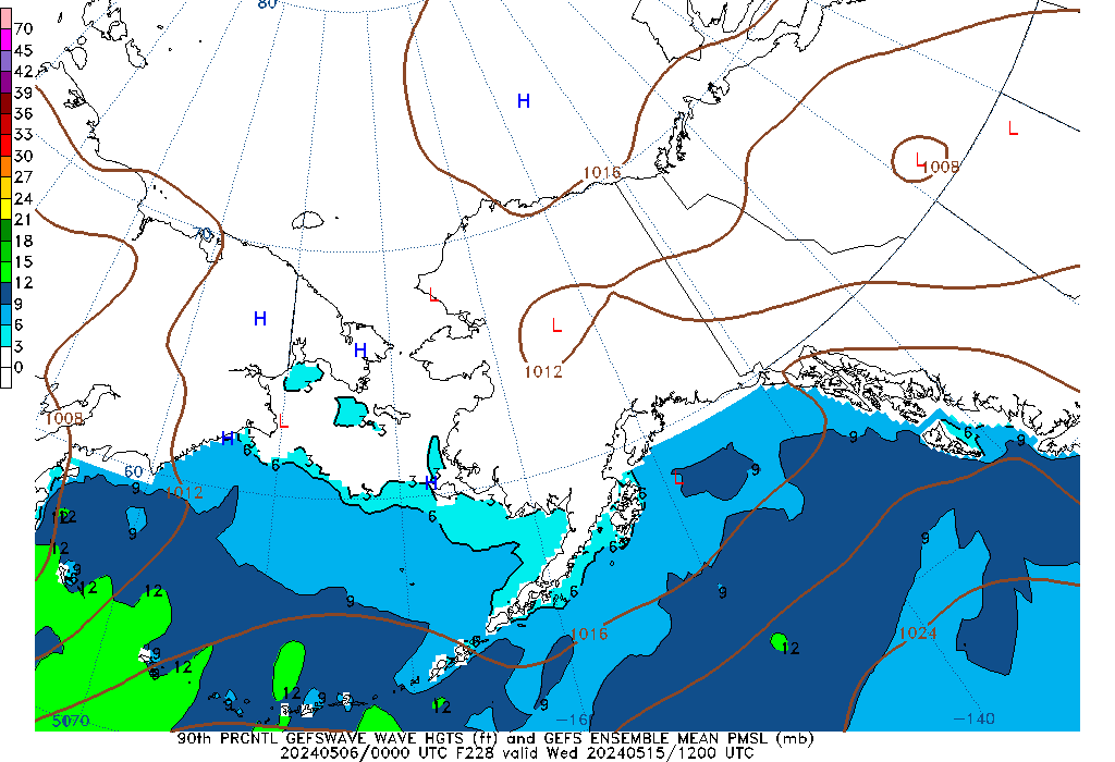 GEFSWAVE 228 Hour Wave Height  90th Percentile image
