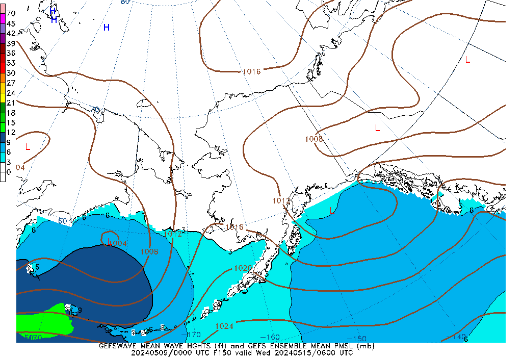 GEFSWAVE 150 Hour Wave Height  mean image