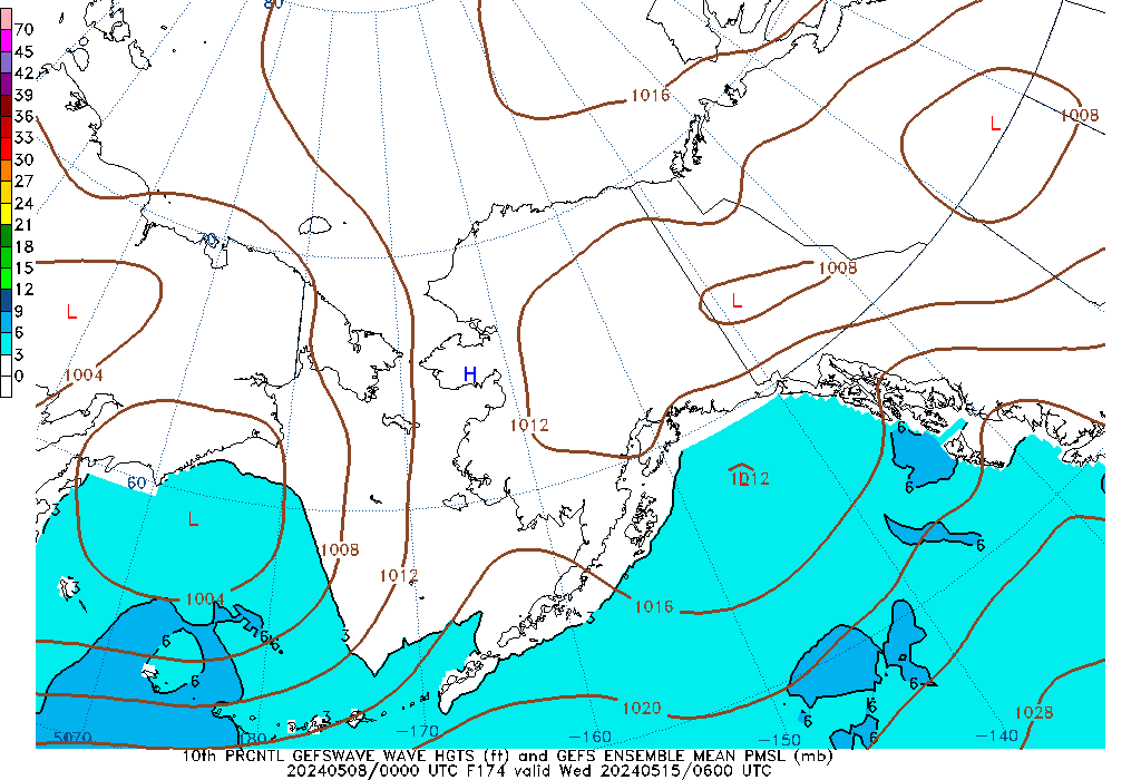 GEFSWAVE 174 Hour Wave Height  10th Percentile image
