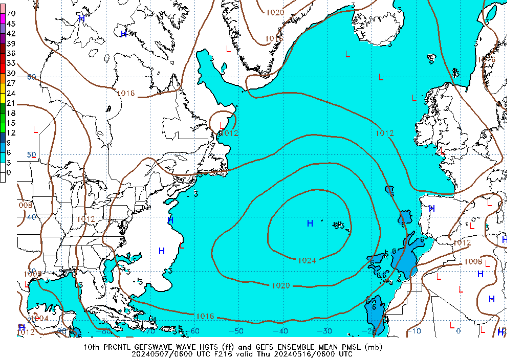 GEFSWAVE 216 Hour Wave Height  10th Percentile image