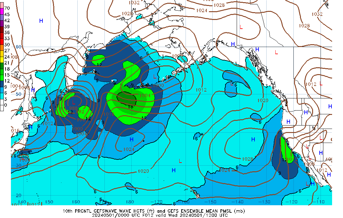GEFSWAVE 012 Hour Wave Height  10th Percentile image