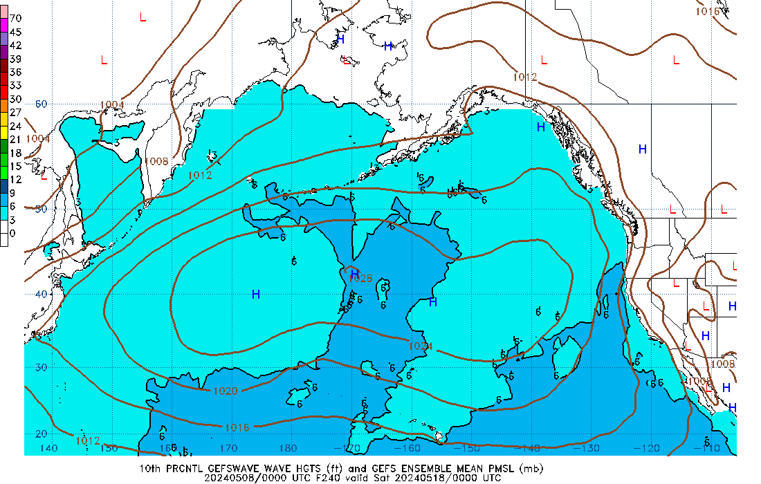 GEFSWAVE 240 Hour Wave Height  10th Percentile image