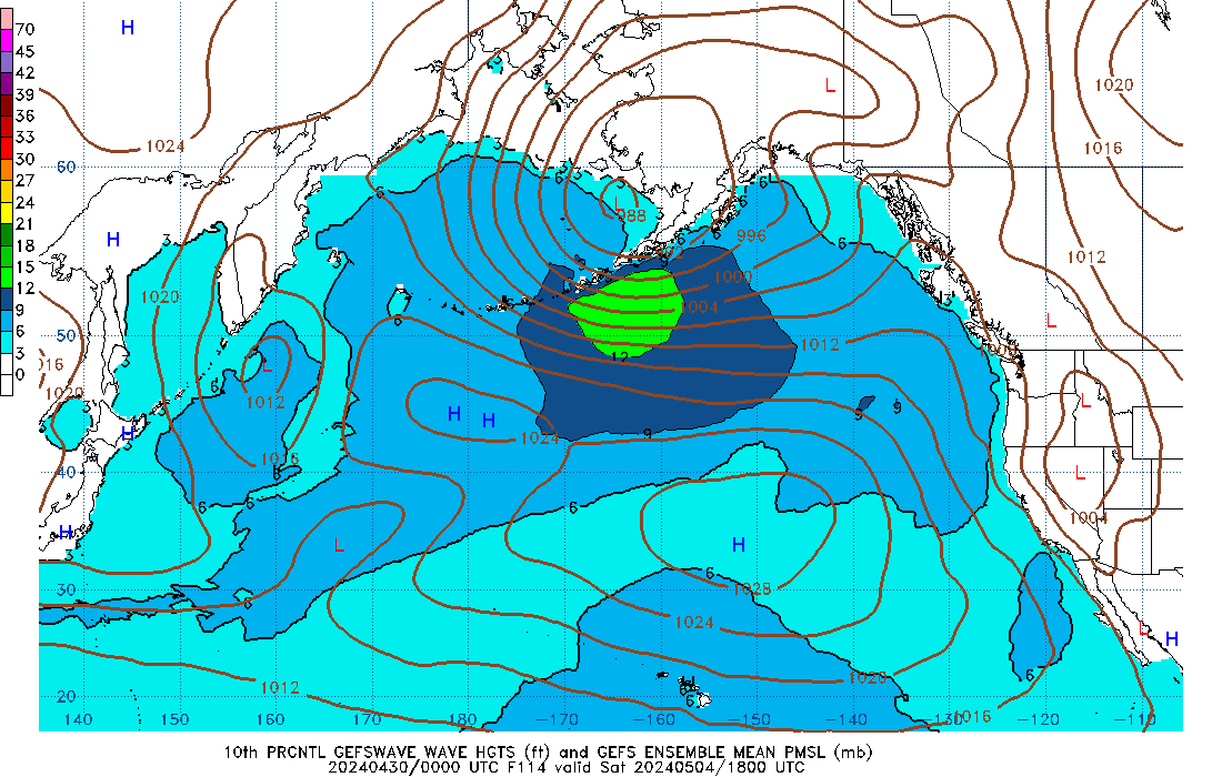 GEFSWAVE 114 Hour Wave Height  10th Percentile image