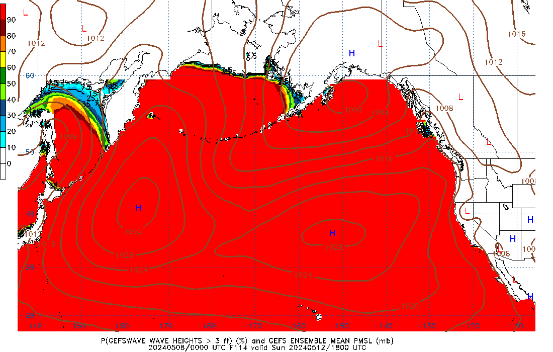 GEFSWAVE 114 Hour Wave Height greater than 3ft image