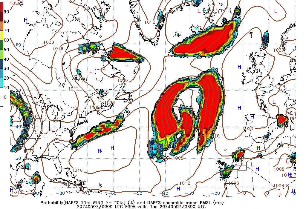 NAEFS 006 Hour Prob 10m Wind >= 20kt image