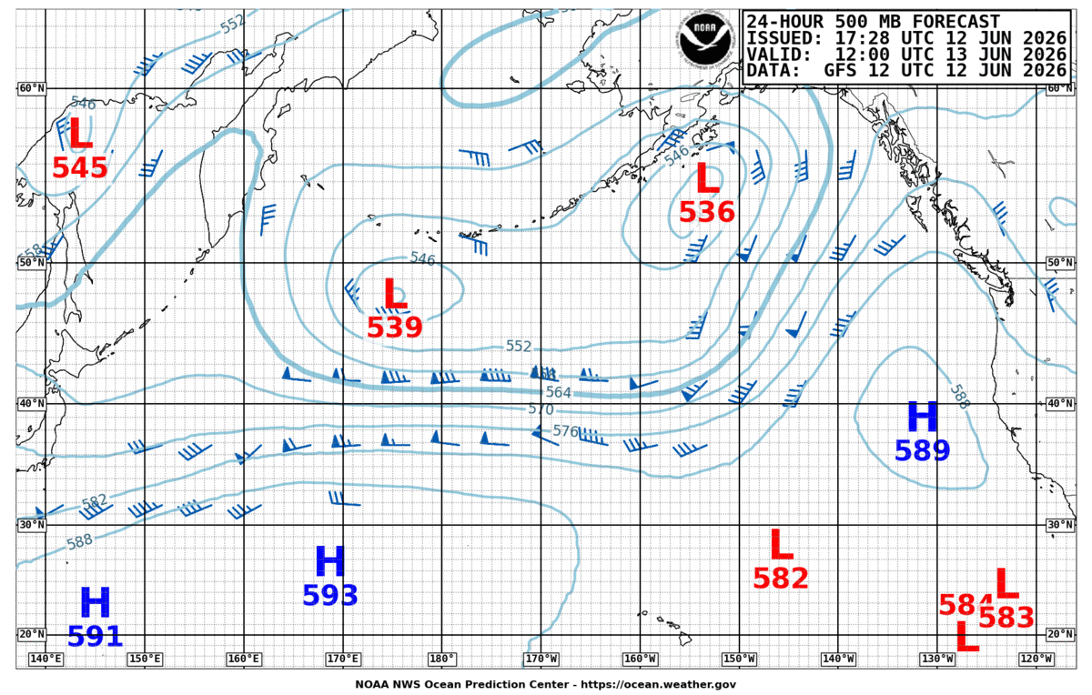 North Pacific 24 Hour 500 MB Forecast