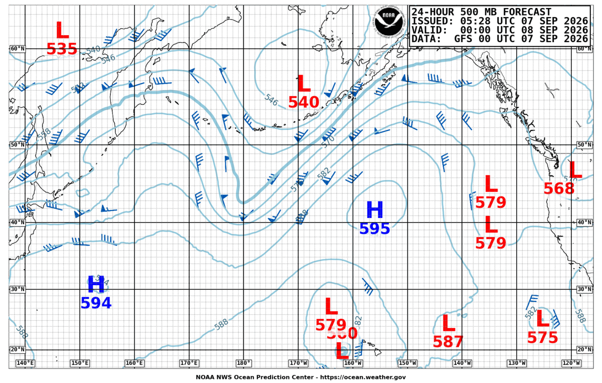 North Pacific 24 Hour 500 MB Forecast
