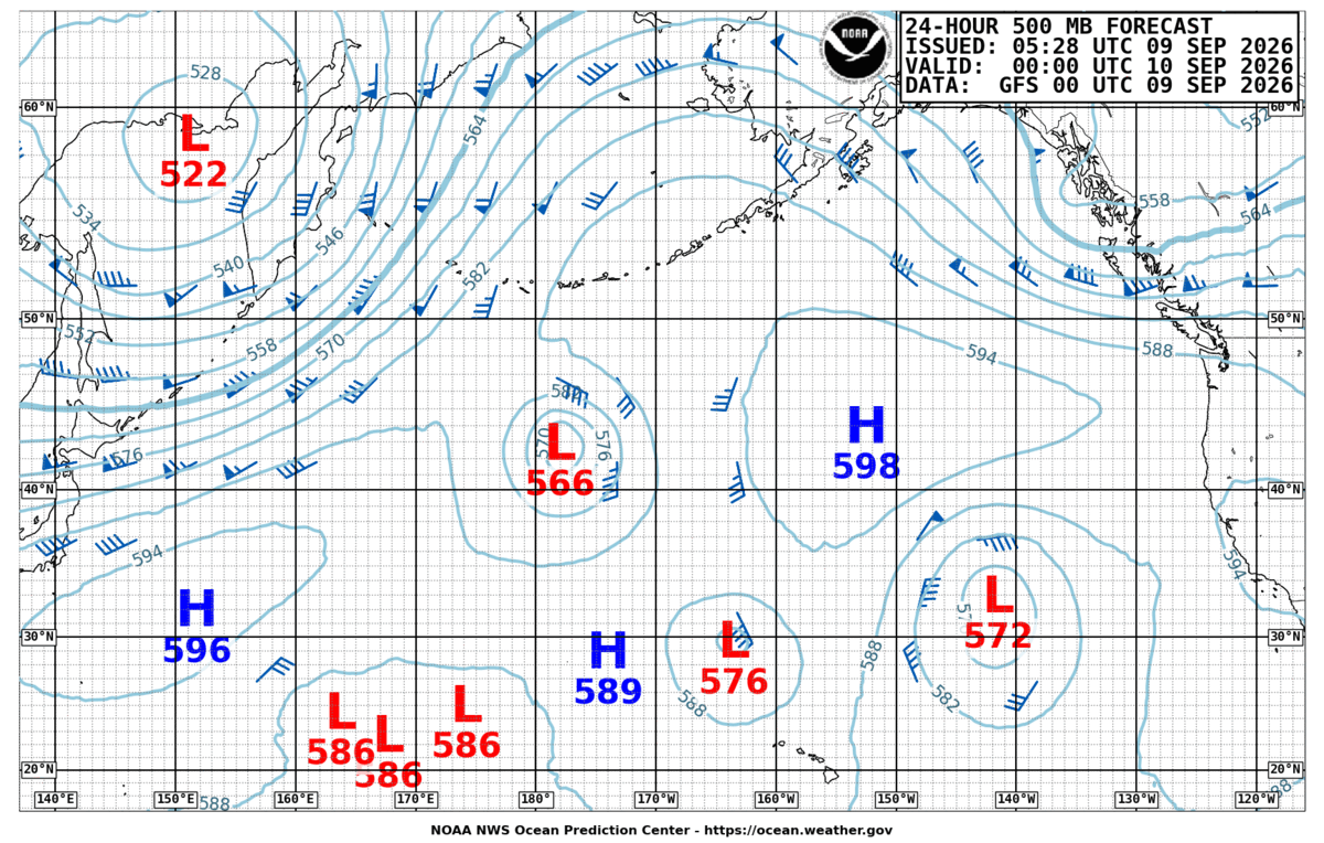 North Pacific 24 Hour 500 MB Forecast