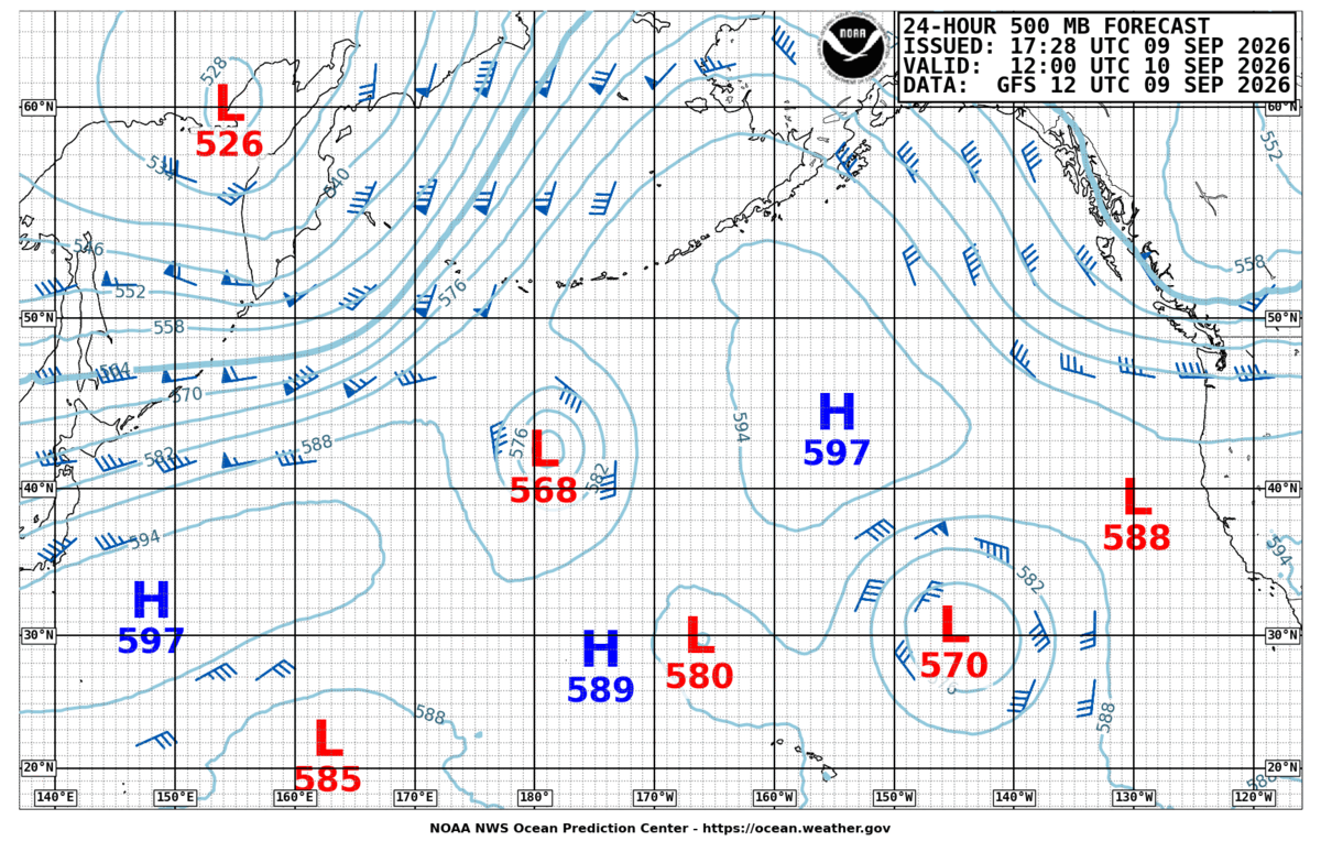 North Pacific 24 Hour 500 MB Forecast