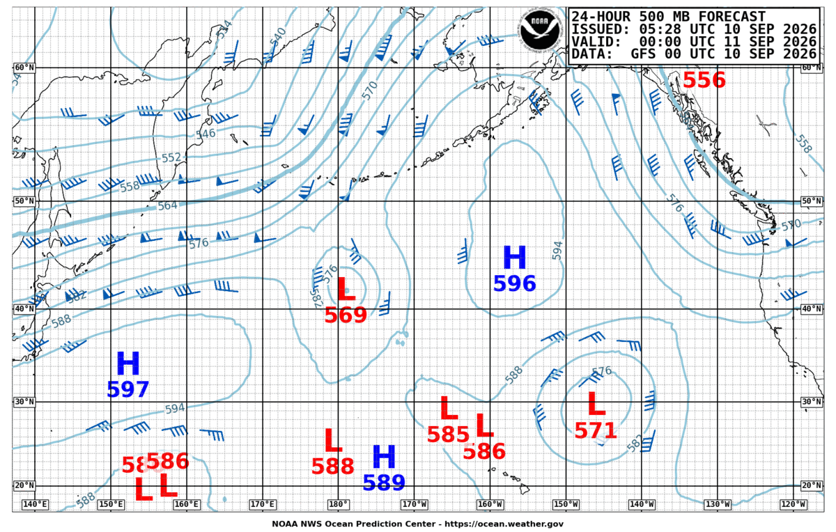 North Pacific 24 Hour 500 MB Forecast