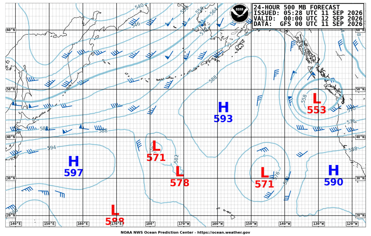North Pacific 24 Hour 500 MB Forecast