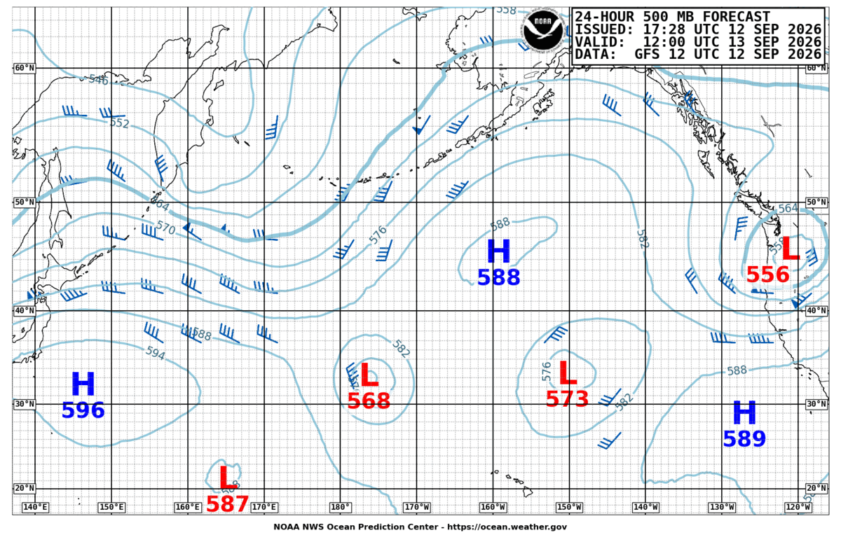 North Pacific 24 Hour 500 MB Forecast