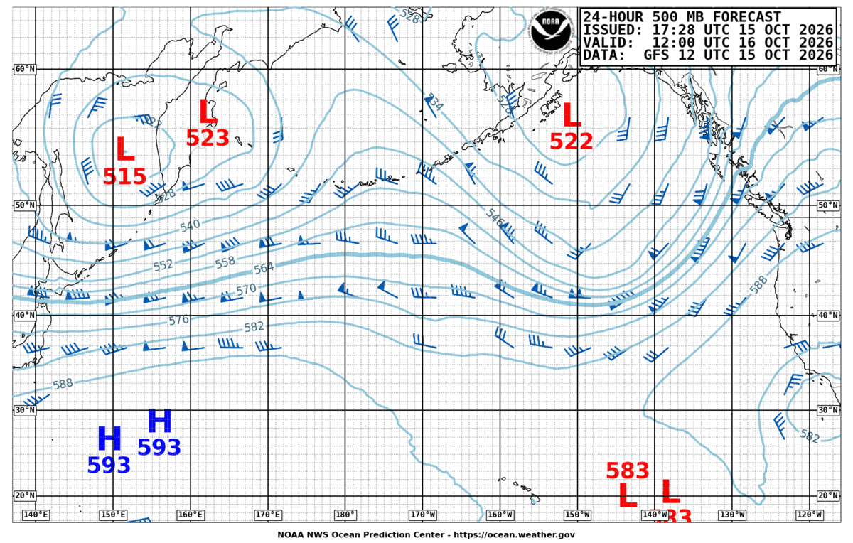 North Pacific 24 Hour 500 MB Forecast