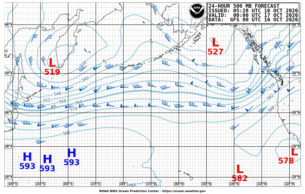 North Pacific 24 Hour 500 MB Forecast