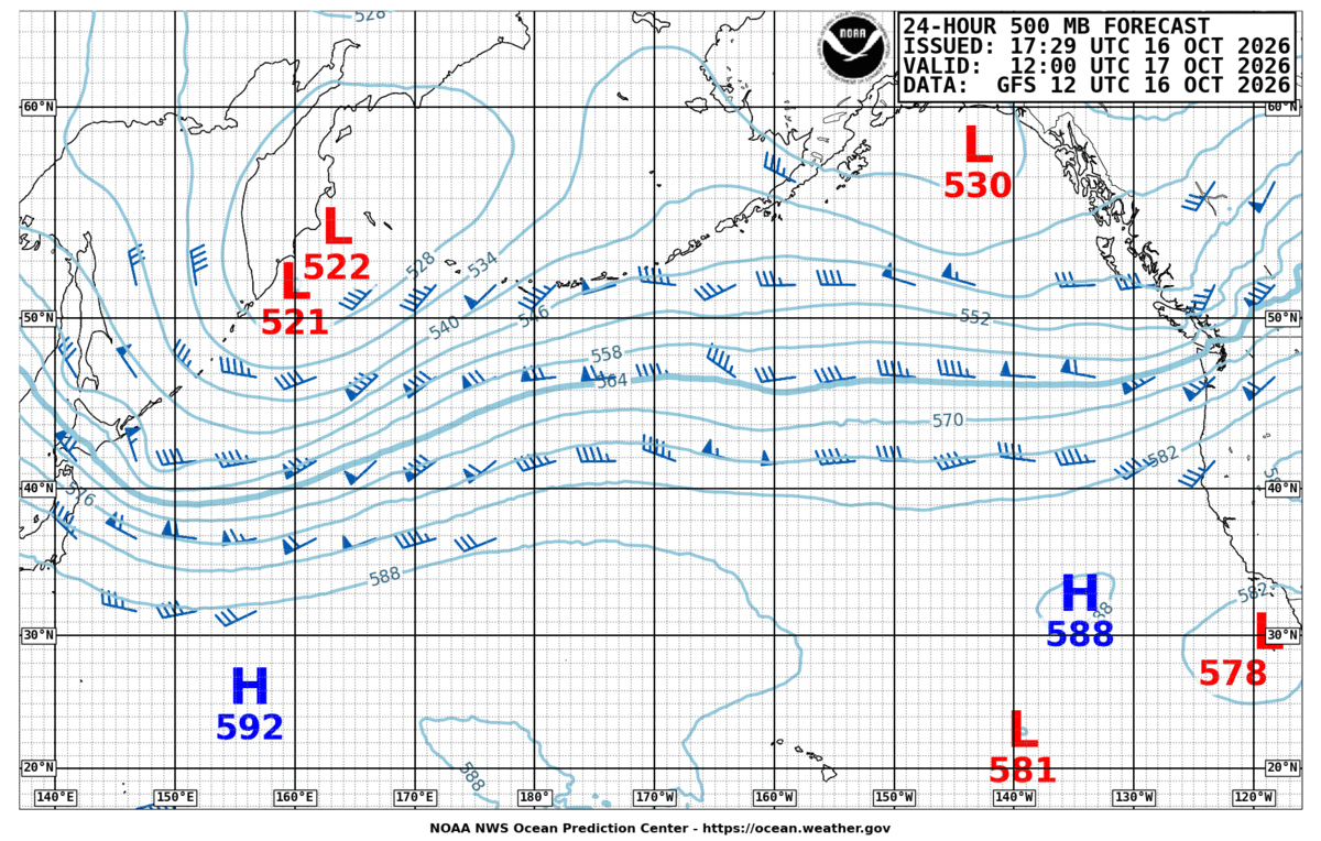 North Pacific 24 Hour 500 MB Forecast