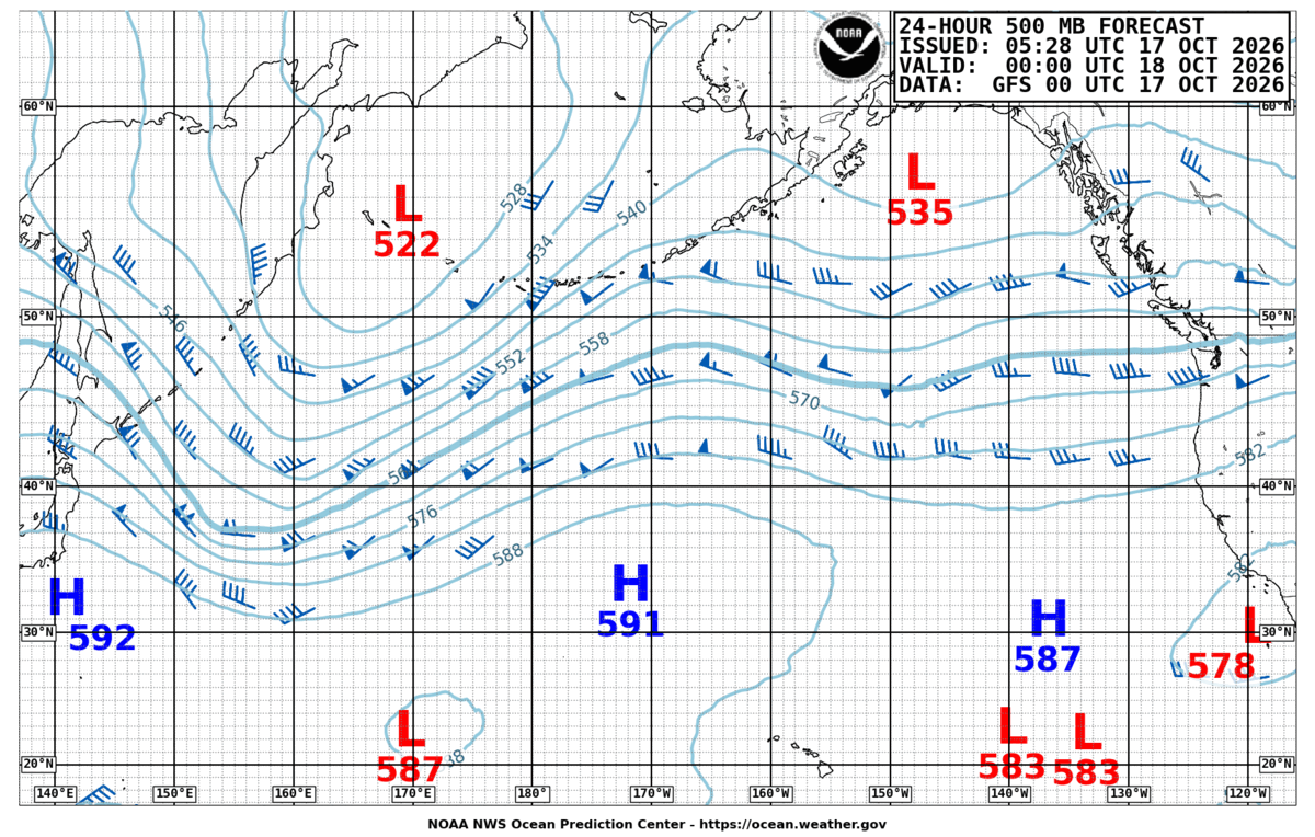 North Pacific 24 Hour 500 MB Forecast