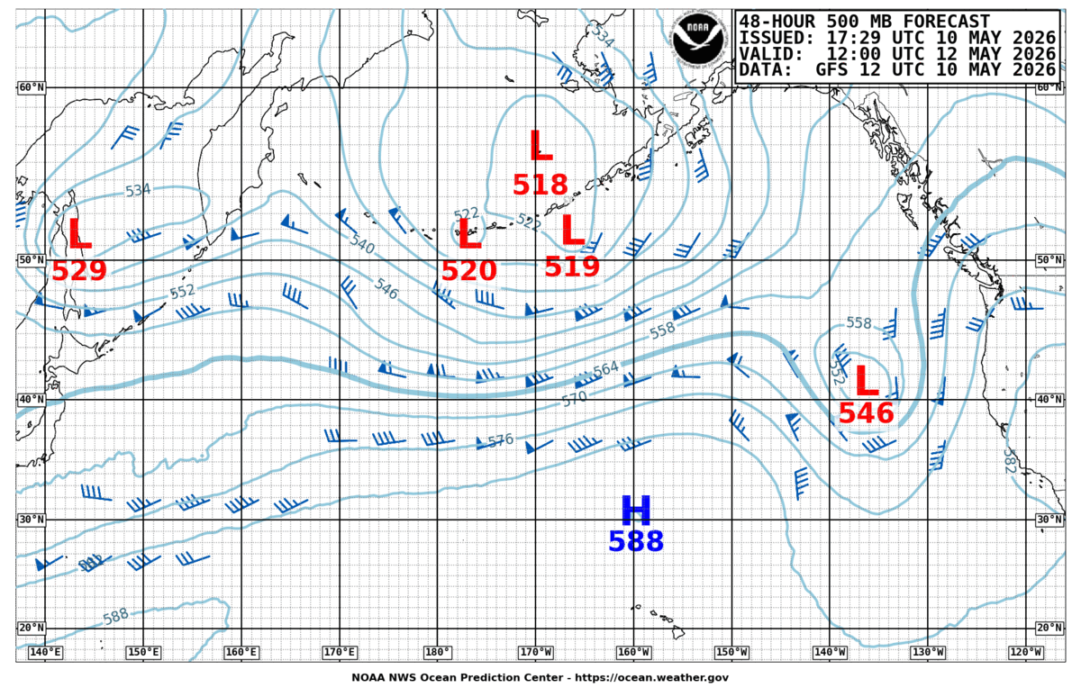 North Pacific 48 Hour 500 MB Forecast