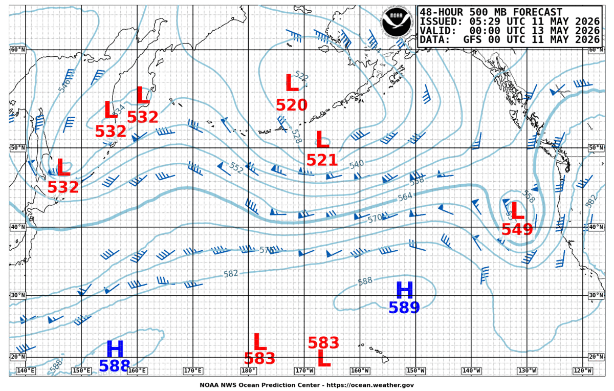 North Pacific 48 Hour 500 MB Forecast