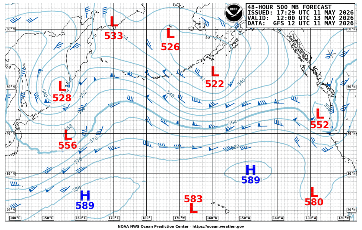 North Pacific 48 Hour 500 MB Forecast