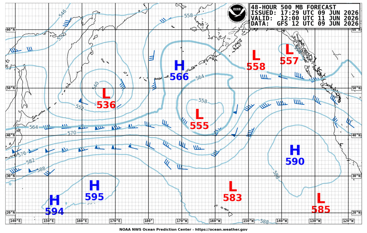 North Pacific 48 Hour 500 MB Forecast