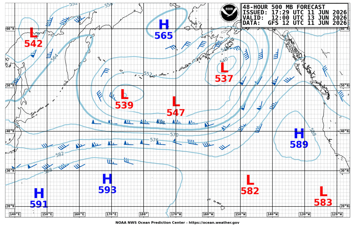 North Pacific 48 Hour 500 MB Forecast