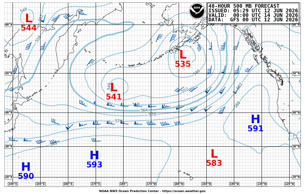 North Pacific 48 Hour 500 MB Forecast