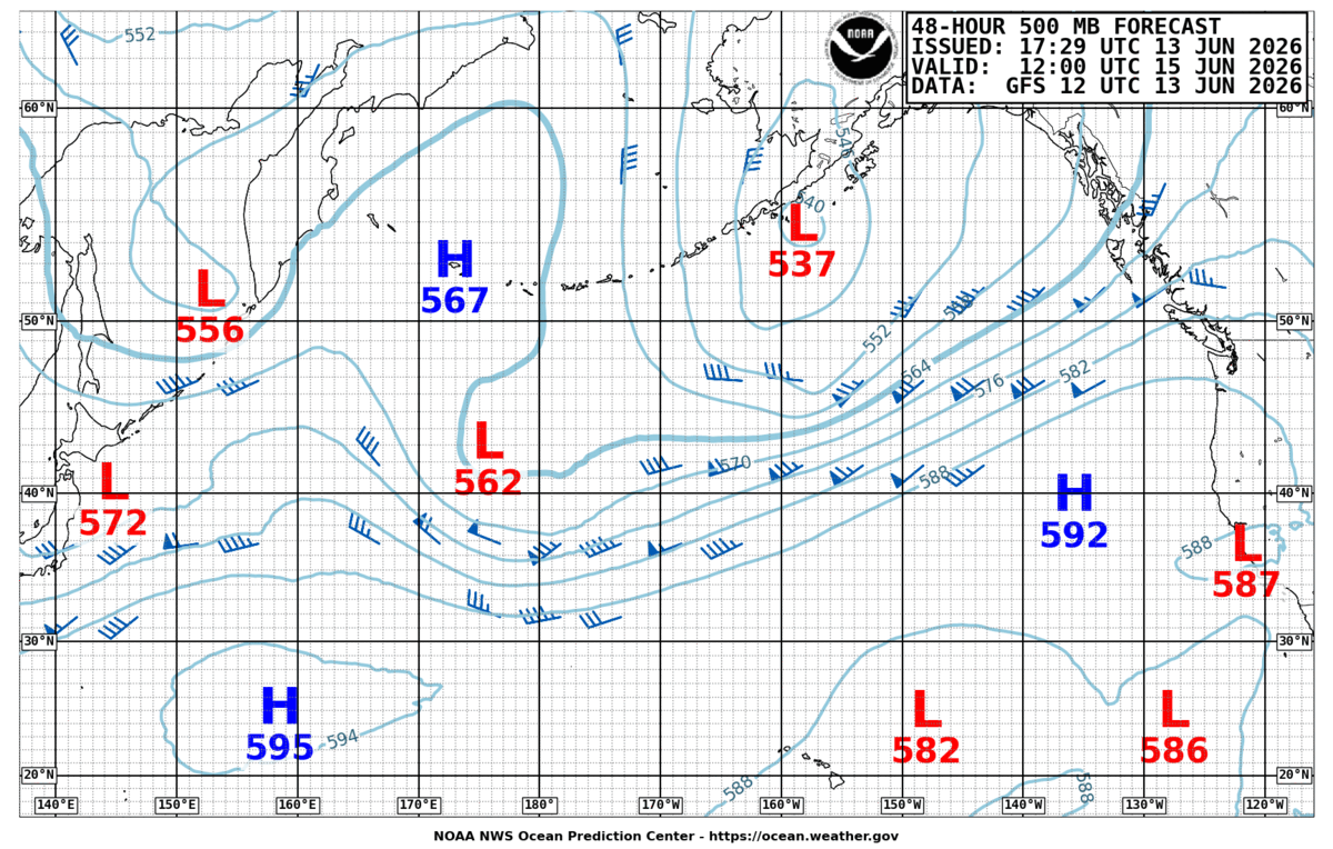 North Pacific 48 Hour 500 MB Forecast
