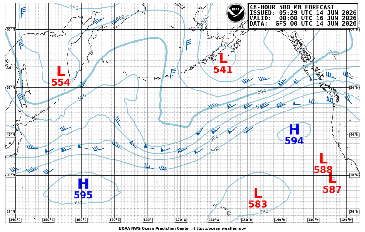 North Pacific 48 Hour 500 MB Forecast