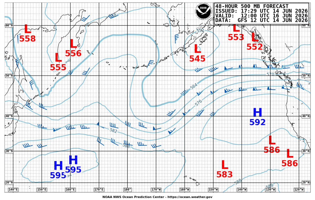 North Pacific 48 Hour 500 MB Forecast