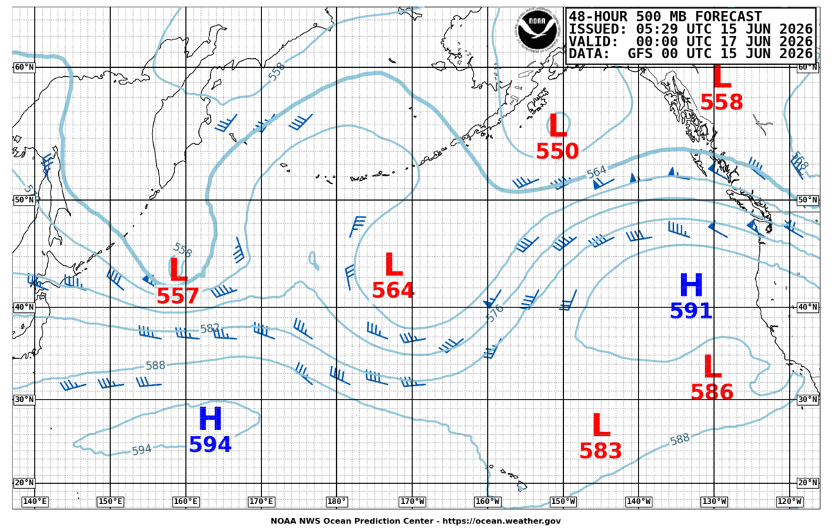 North Pacific 48 Hour 500 MB Forecast