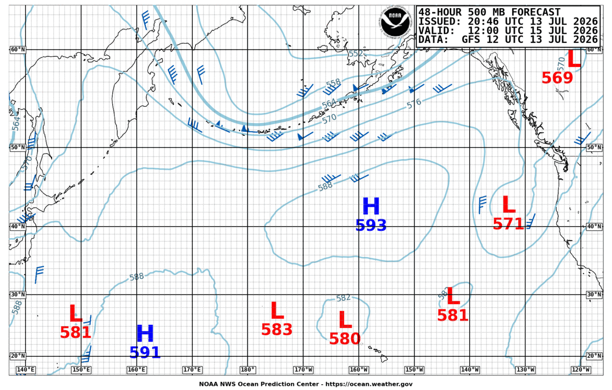 North Pacific 48 Hour 500 MB Forecast
