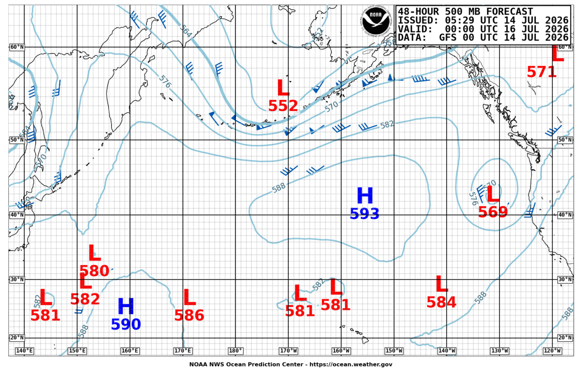 North Pacific 48 Hour 500 MB Forecast