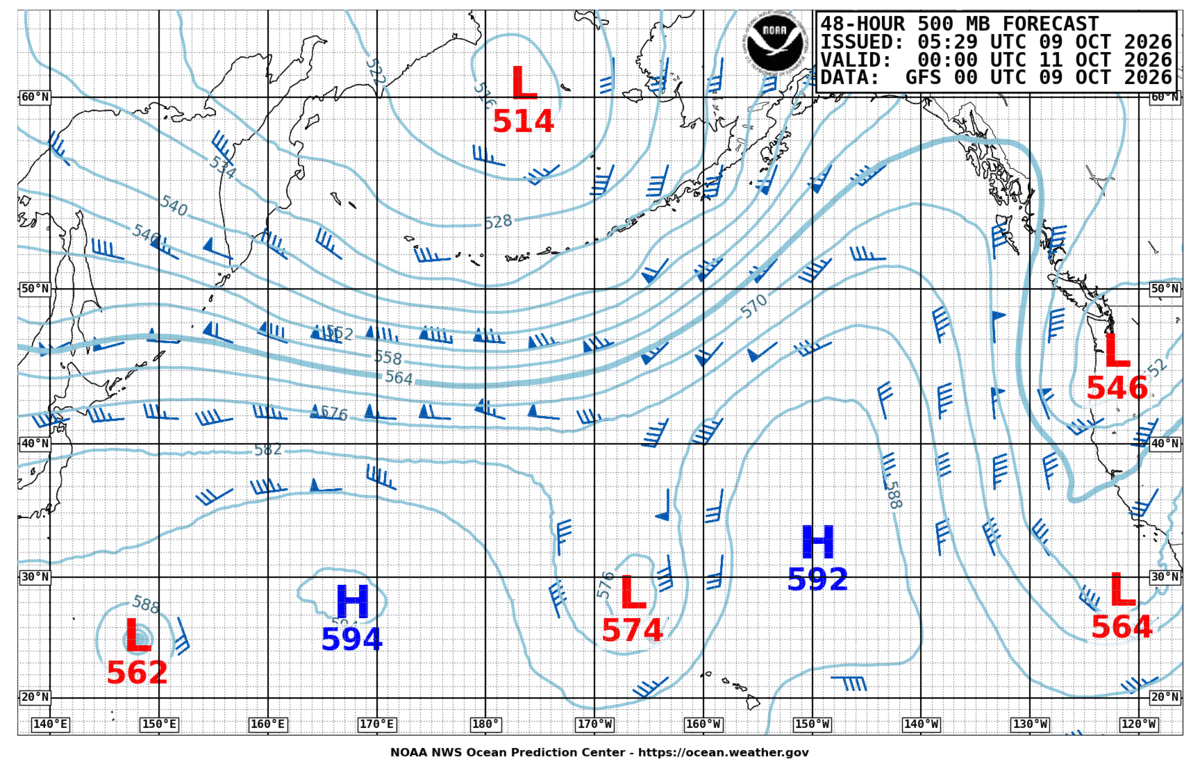 North Pacific 48 Hour 500 MB Forecast