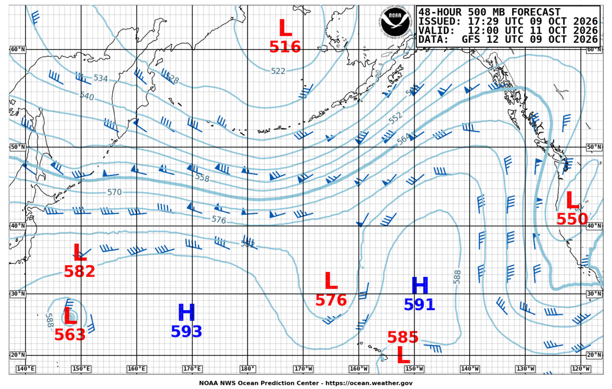North Pacific 48 Hour 500 MB Forecast