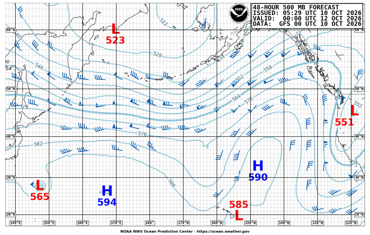 North Pacific 48 Hour 500 MB Forecast
