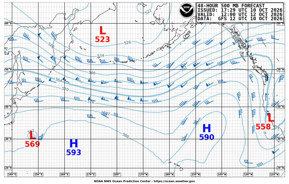 North Pacific 48 Hour 500 MB Forecast