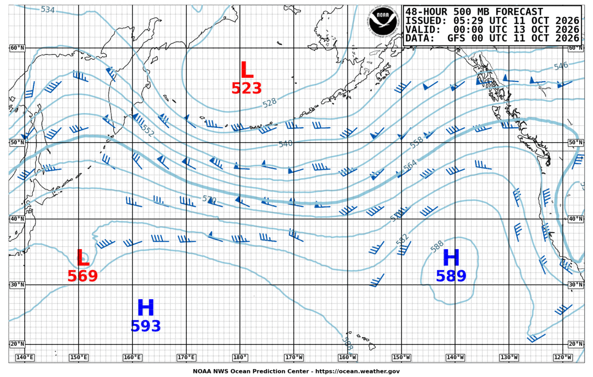 North Pacific 48 Hour 500 MB Forecast