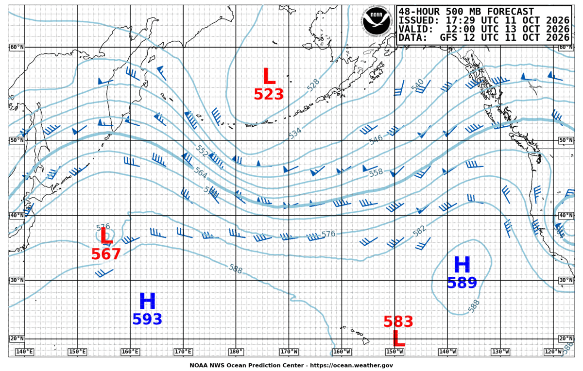 North Pacific 48 Hour 500 MB Forecast